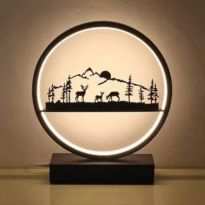 Metal Round Table Light: Natural View Creative Reading Light for Adult Bedroom & Cafe
