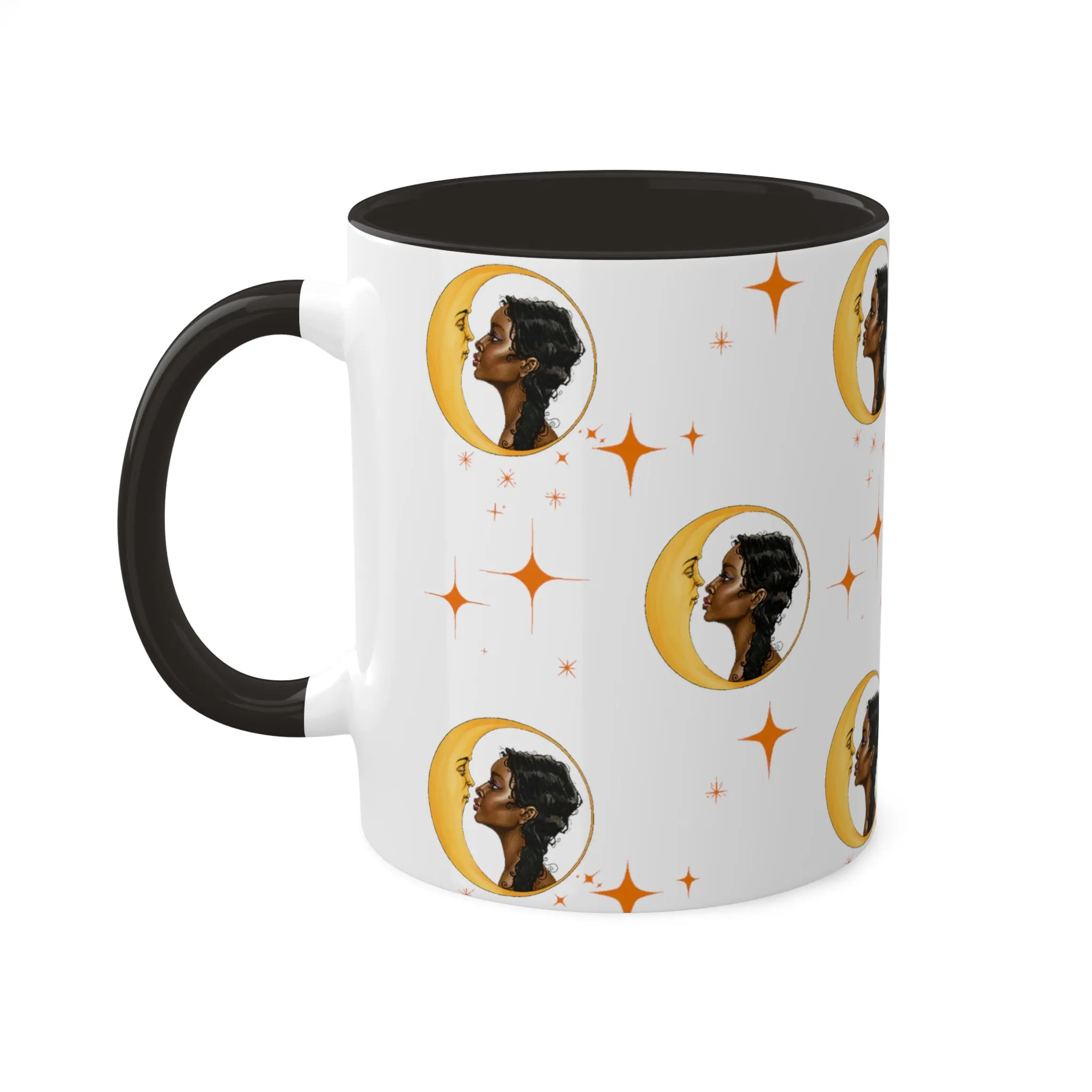 Moon Kiss with Orange Stars 11oz Ceramic Two-Tone Mug