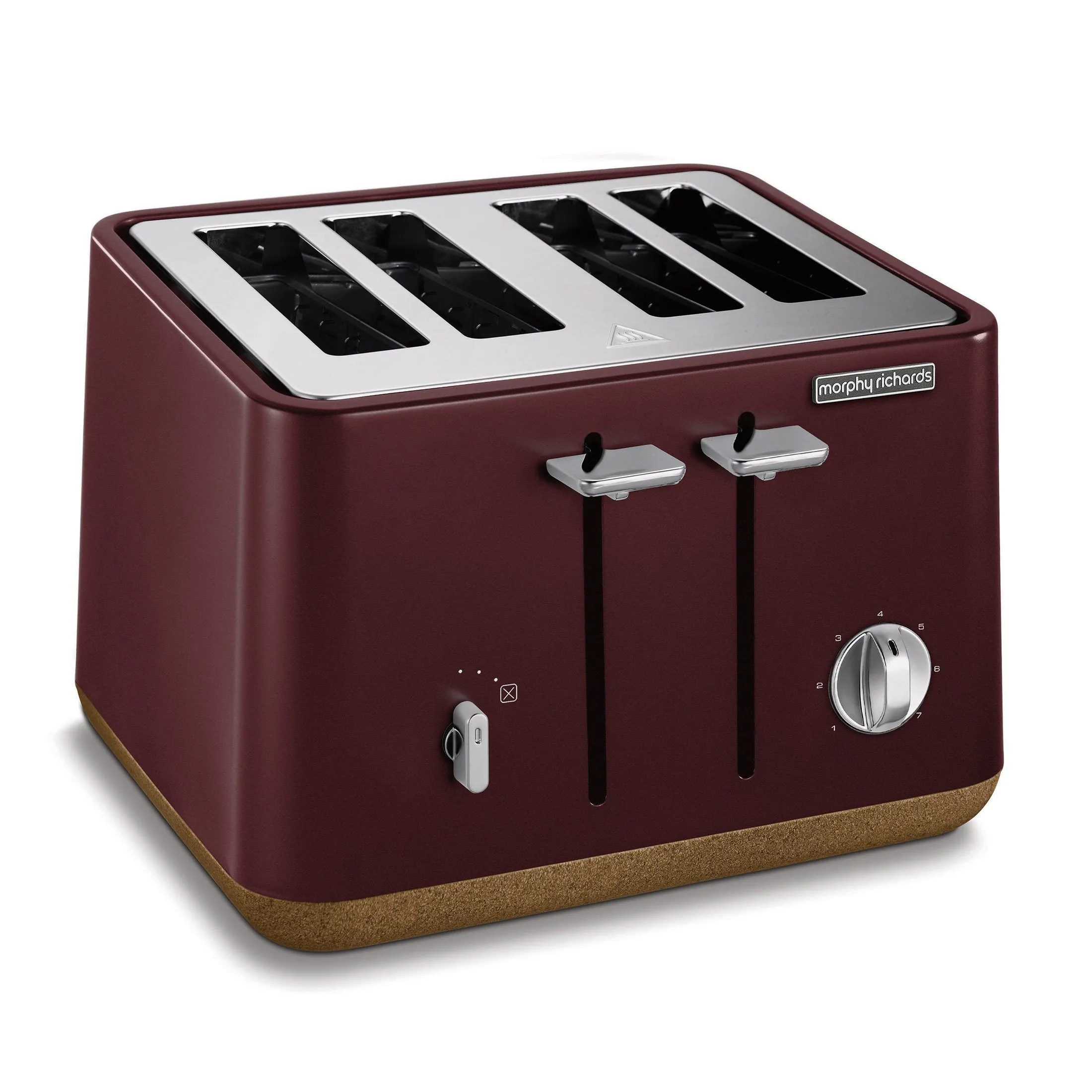 Morphy Richards Aspect 4-Slice Toaster Bread Toasting- Maroon & Cork-Effect Trim