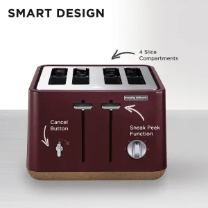 Morphy Richards Aspect 4-Slice Toaster Bread Toasting- Maroon & Cork-Effect Trim