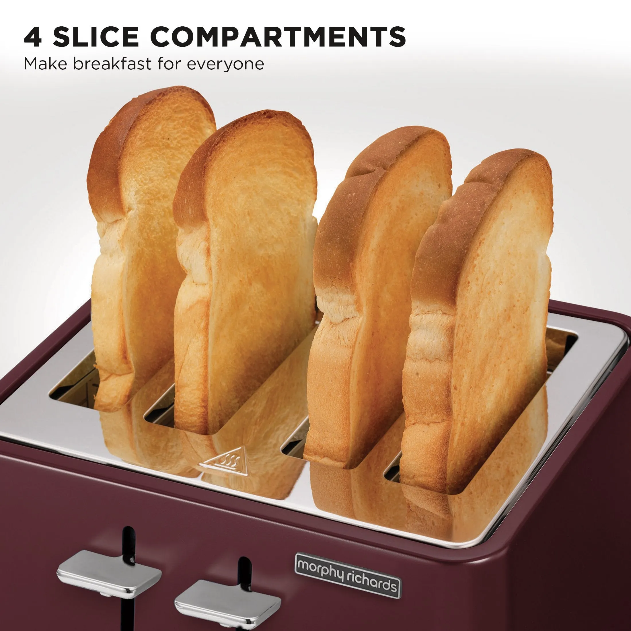 Morphy Richards Aspect 4-Slice Toaster Bread Toasting- Maroon & Cork-Effect Trim