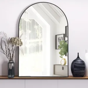 NEUWEABY Wall Mounted Mirror, Arched Wall Mirror for Bathroom, 24"x36" Arch Bathroom Mirror with Metal Frame, Black Vanity Mirror Decor for Mantle, Bedroom, Entryway, Living Room