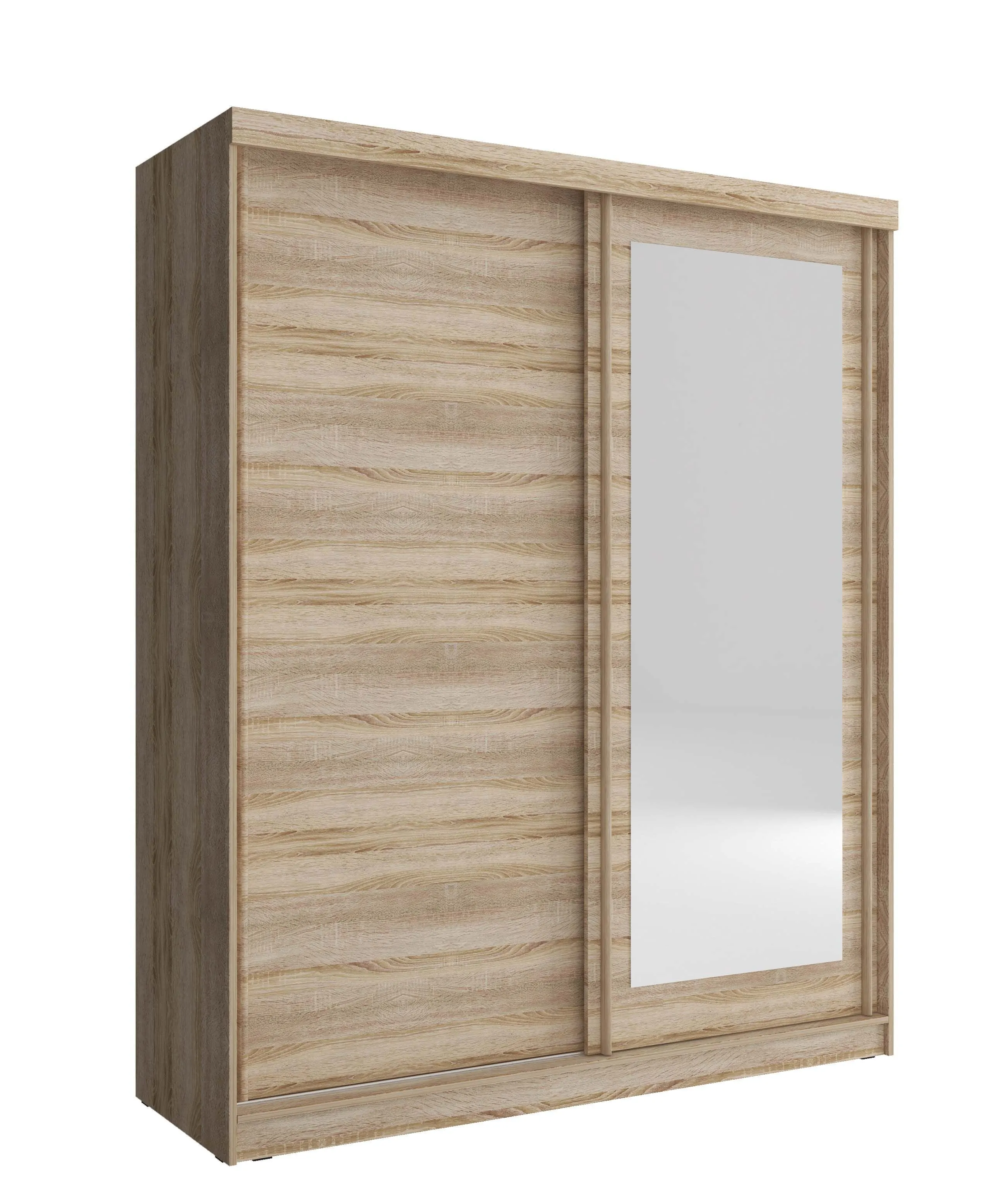 Nord 200cm 2Door Sliding Wardrobe with 1 Mirrored Door - Oak
