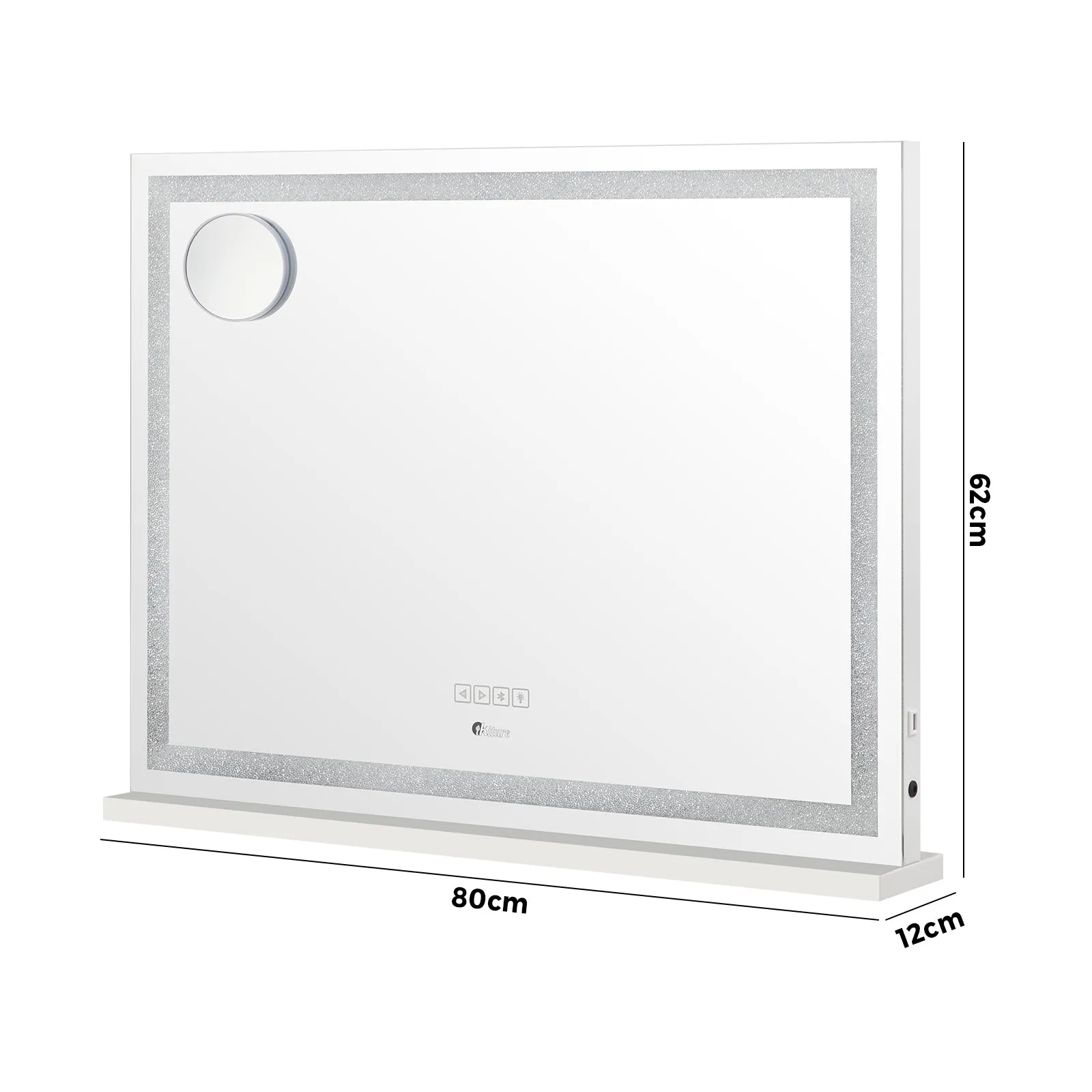 Oikiture Bluetooth Hollywood LED Makeup Mirror 80x62cm Crystal Vanity Mirrors