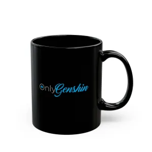 OnlyGenshin Black Mug (11oz, 15oz) Genshin Impact Cups Cup Mugs Onlyfans Inspired Funny Humor Humour Joke Pun Comedy Game Gift Gifts For Gamer Birthday Christmas Valentine's