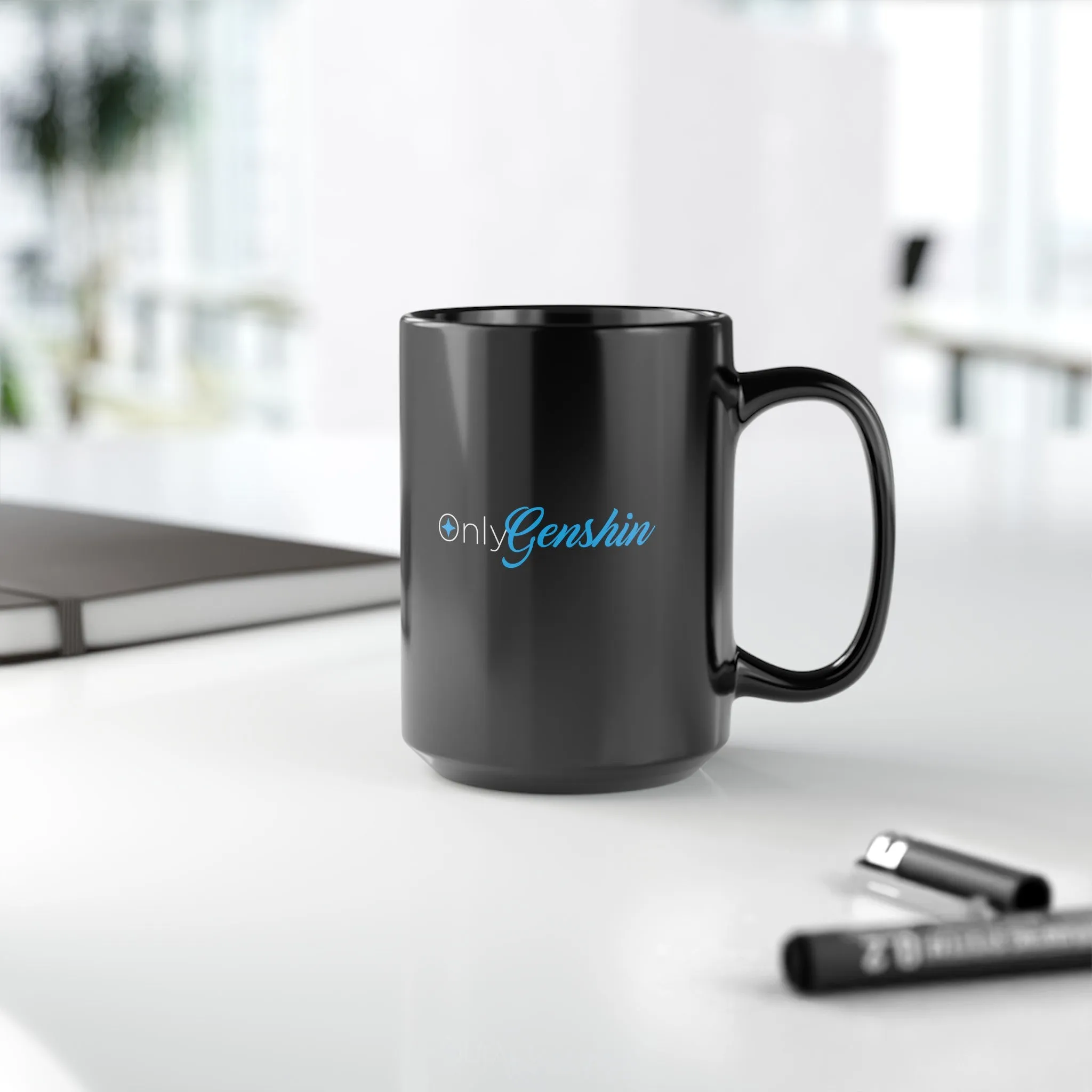 OnlyGenshin Black Mug (11oz, 15oz) Genshin Impact Cups Cup Mugs Onlyfans Inspired Funny Humor Humour Joke Pun Comedy Game Gift Gifts For Gamer Birthday Christmas Valentine's