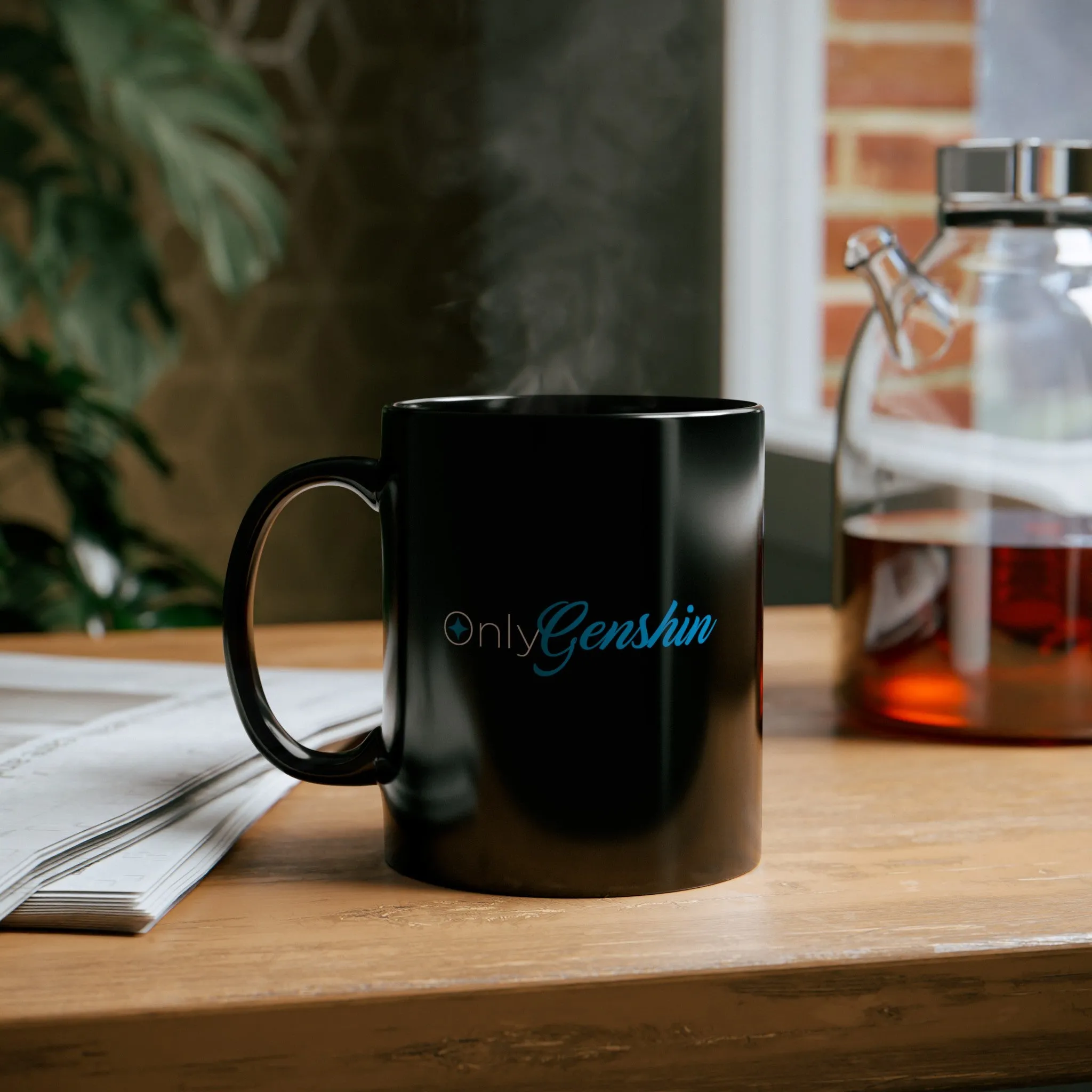 OnlyGenshin Black Mug (11oz, 15oz) Genshin Impact Cups Cup Mugs Onlyfans Inspired Funny Humor Humour Joke Pun Comedy Game Gift Gifts For Gamer Birthday Christmas Valentine's