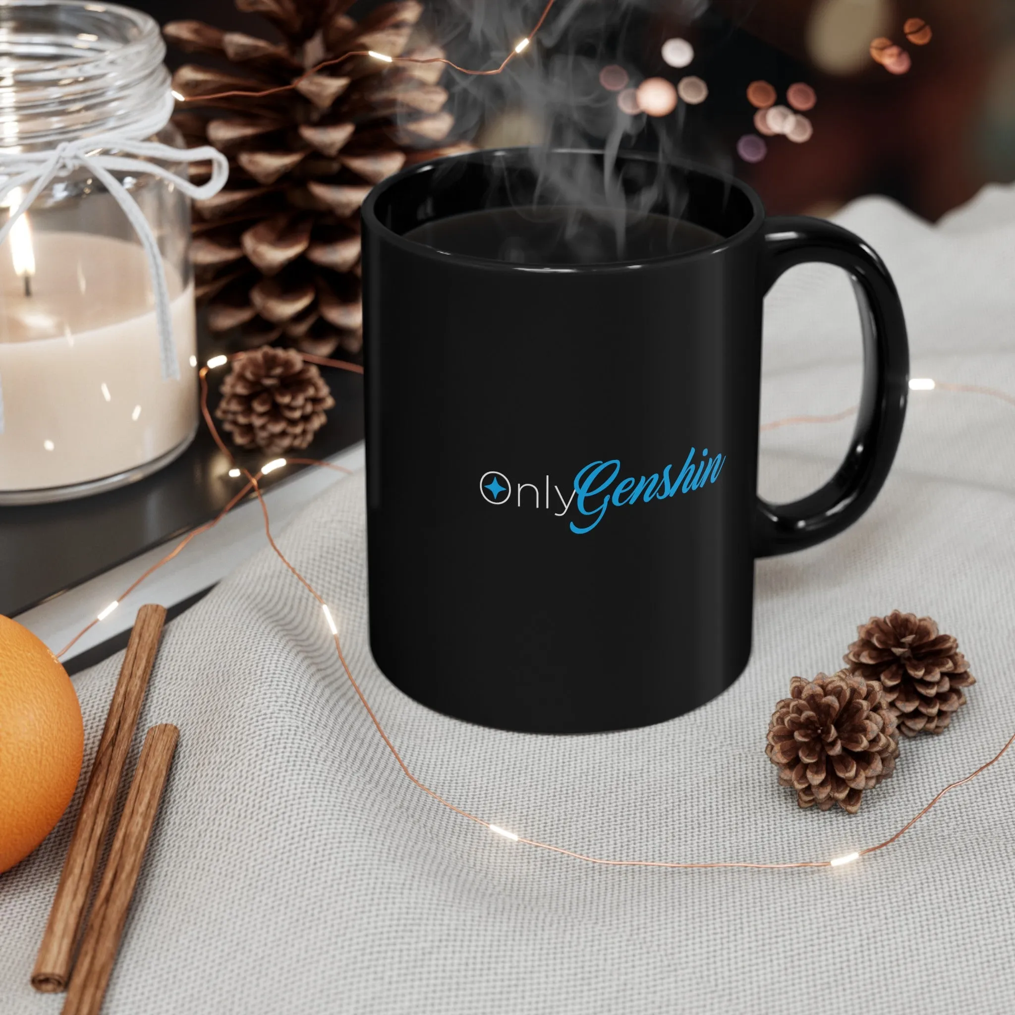 OnlyGenshin Black Mug (11oz, 15oz) Genshin Impact Cups Cup Mugs Onlyfans Inspired Funny Humor Humour Joke Pun Comedy Game Gift Gifts For Gamer Birthday Christmas Valentine's