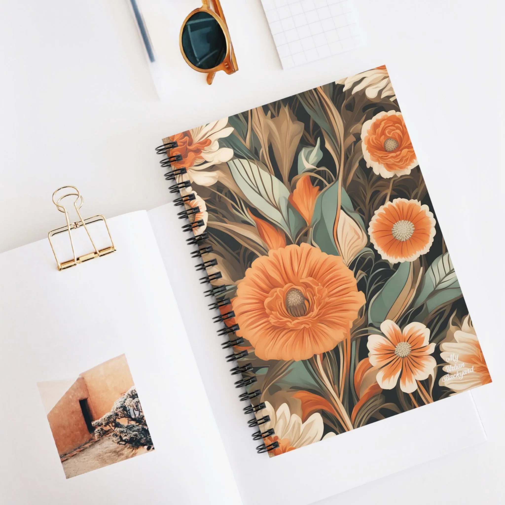 Orange Flowers, Spiral Notebook Journal - Write in Style
