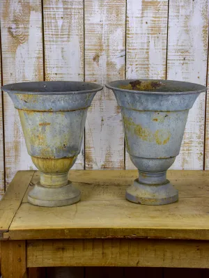 Pair of mid-century zinc garden planters