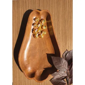 Papaya-Shaped Wooden Platter