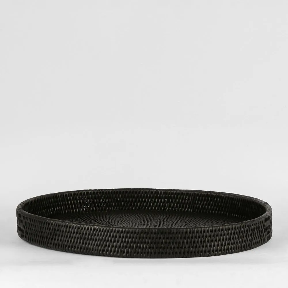 Paume Rattan Oval Tray Black