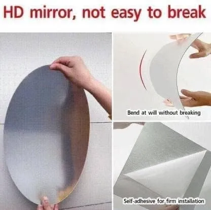 Perfaction Hub Oval Shape Adhesive Mirror Sticker for Wall on Tiles Bathroom Bedroom Living Room Basin Mirror Bathroom Wall Mirror Stickers Unbreakable Wall Mirror