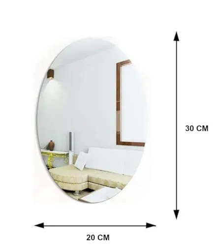 Perfaction Hub Oval Shape Adhesive Mirror Sticker for Wall on Tiles Bathroom Bedroom Living Room Basin Mirror Bathroom Wall Mirror Stickers Unbreakable Wall Mirror