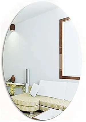 Perfaction Hub Oval Shape Adhesive Mirror Sticker for Wall on Tiles Bathroom Bedroom Living Room Basin Mirror Bathroom Wall Mirror Stickers Unbreakable Wall Mirror