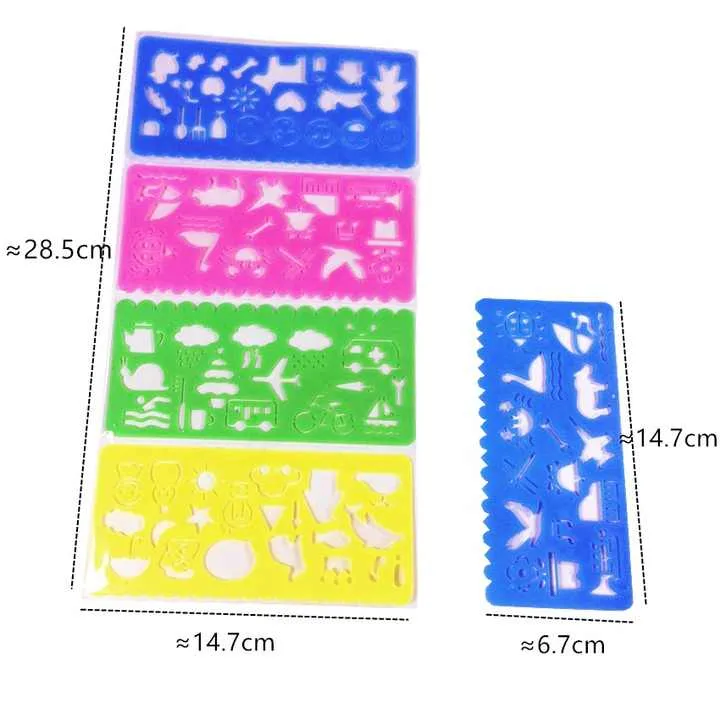 Piece Set of Clear Plastic-مساطر الألغاز