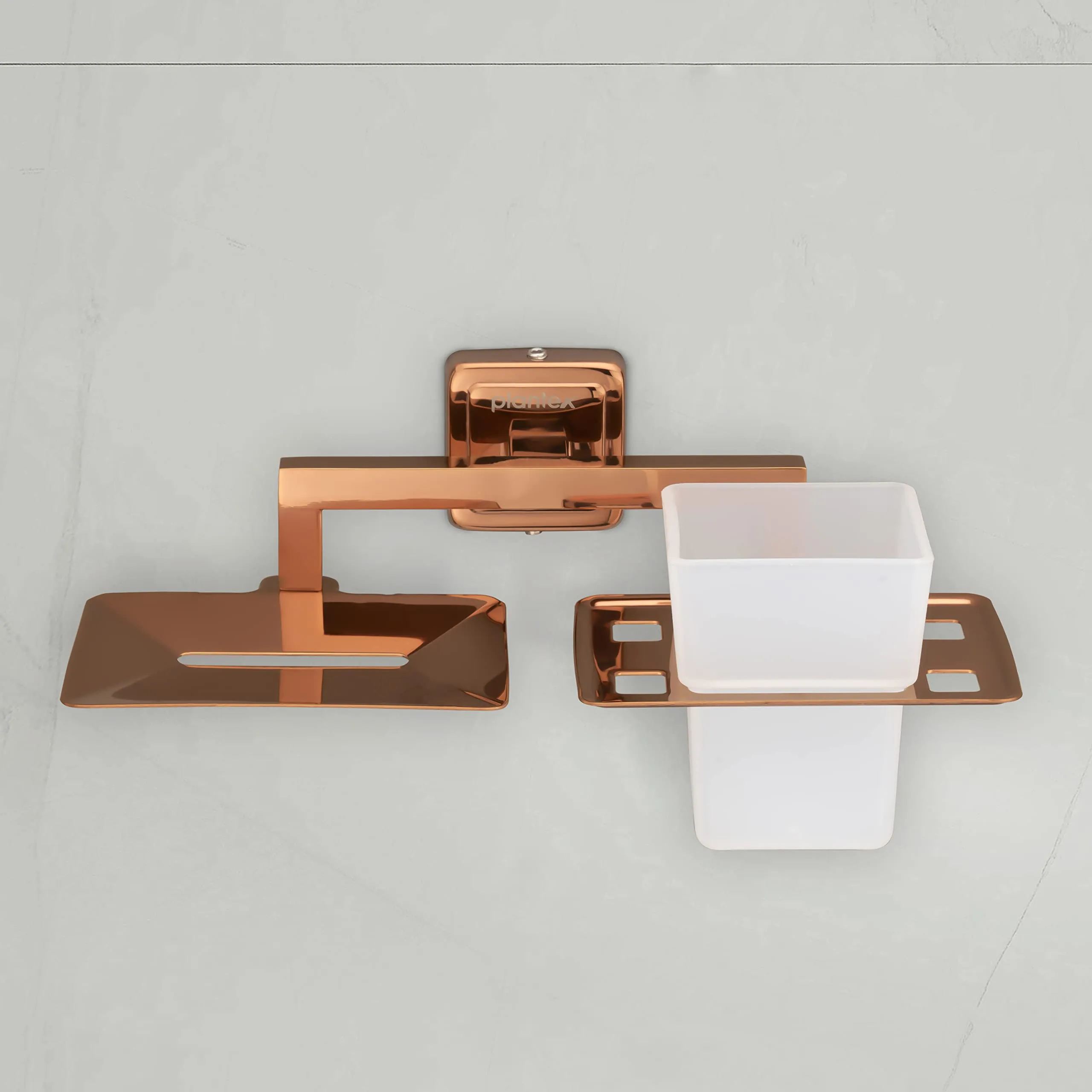 Plantex Decan Rose Gold soap and Brush Holder Stand for Bathroom and wash Basin (304 Stainless Steel)