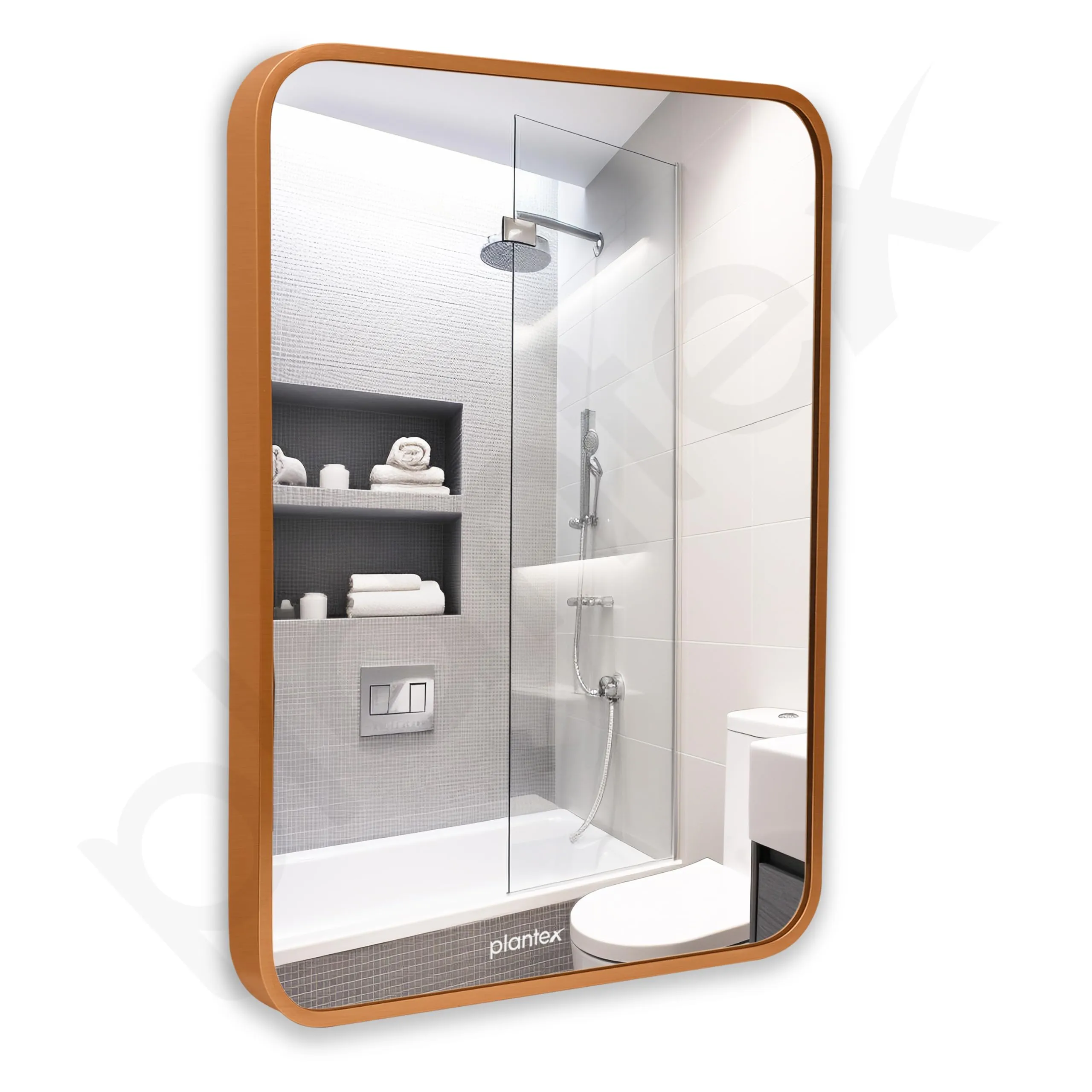 Plantex Modern Brushed Finish Aluminium Material Frame Mirror for Wall/Bathroom Mirrors/Mirror for Wash Basin/Wall Mount Mirror for Bedroom/Dressing Room/Living Room/Rectangle Shape (18x24 Inch|Gold)
