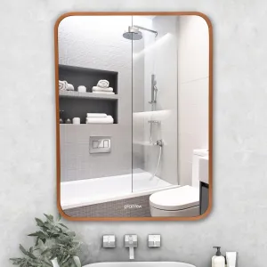 Plantex Modern Brushed Finish Aluminium Material Frame Mirror for Wall/Bathroom Mirrors/Mirror for Wash Basin/Wall Mount Mirror for Bedroom/Dressing Room/Living Room/Rectangle Shape (18x24 Inch|Gold)