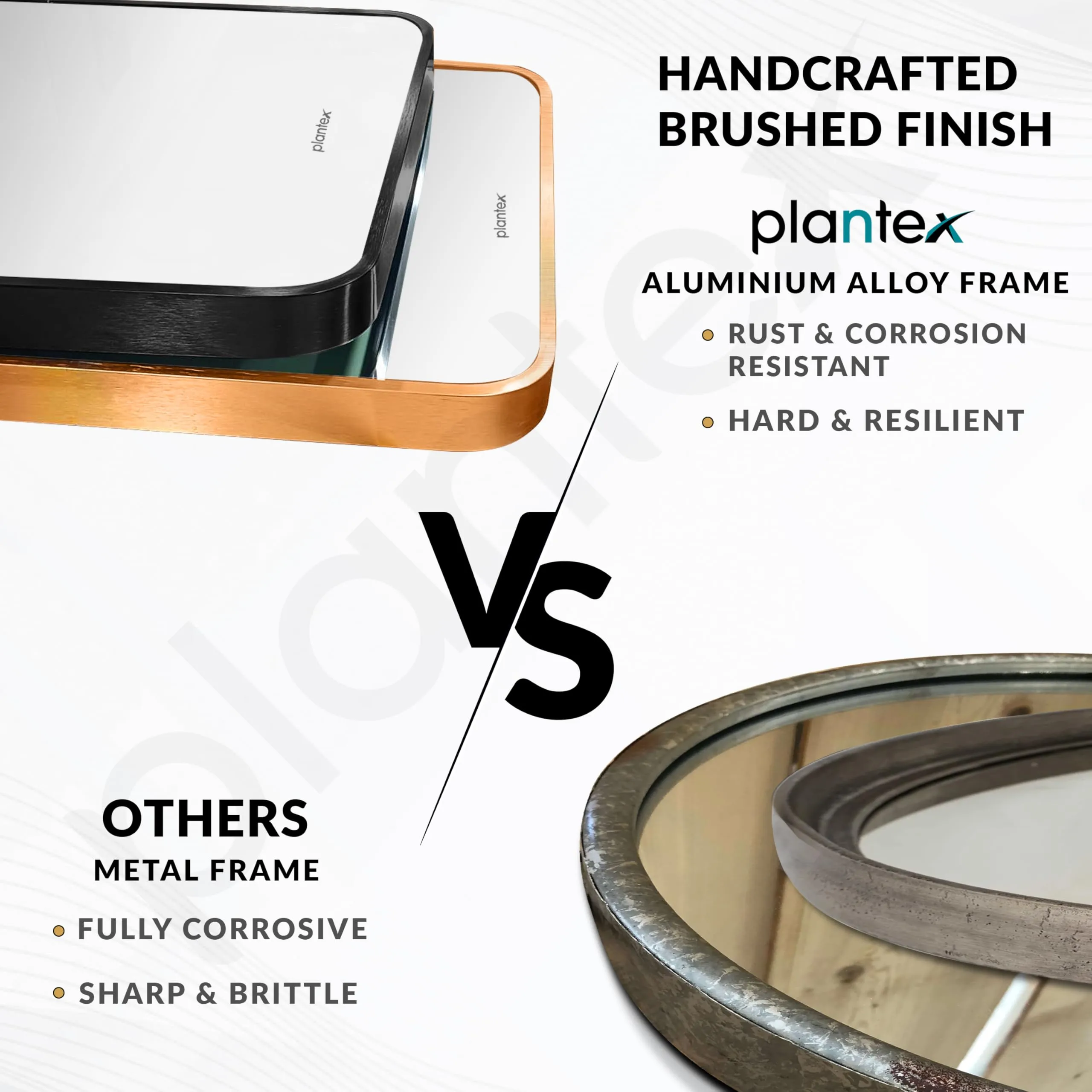 Plantex Modern Brushed Finish Aluminium Material Frame Mirror for Wall/Bathroom Mirrors/Mirror for Wash Basin/Wall Mount Mirror for Bedroom/Dressing Room/Living Room/Rectangle Shape (18x24 Inch|Gold)
