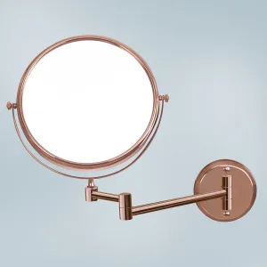 Plantex Premium Brass Magnifying Mirror/Dual Side Swivel Zoom Mirror with 5x/1x Magnification/Vanity Mirror for Bathroom (8 Inches-Rose Gold/Wall Mount)