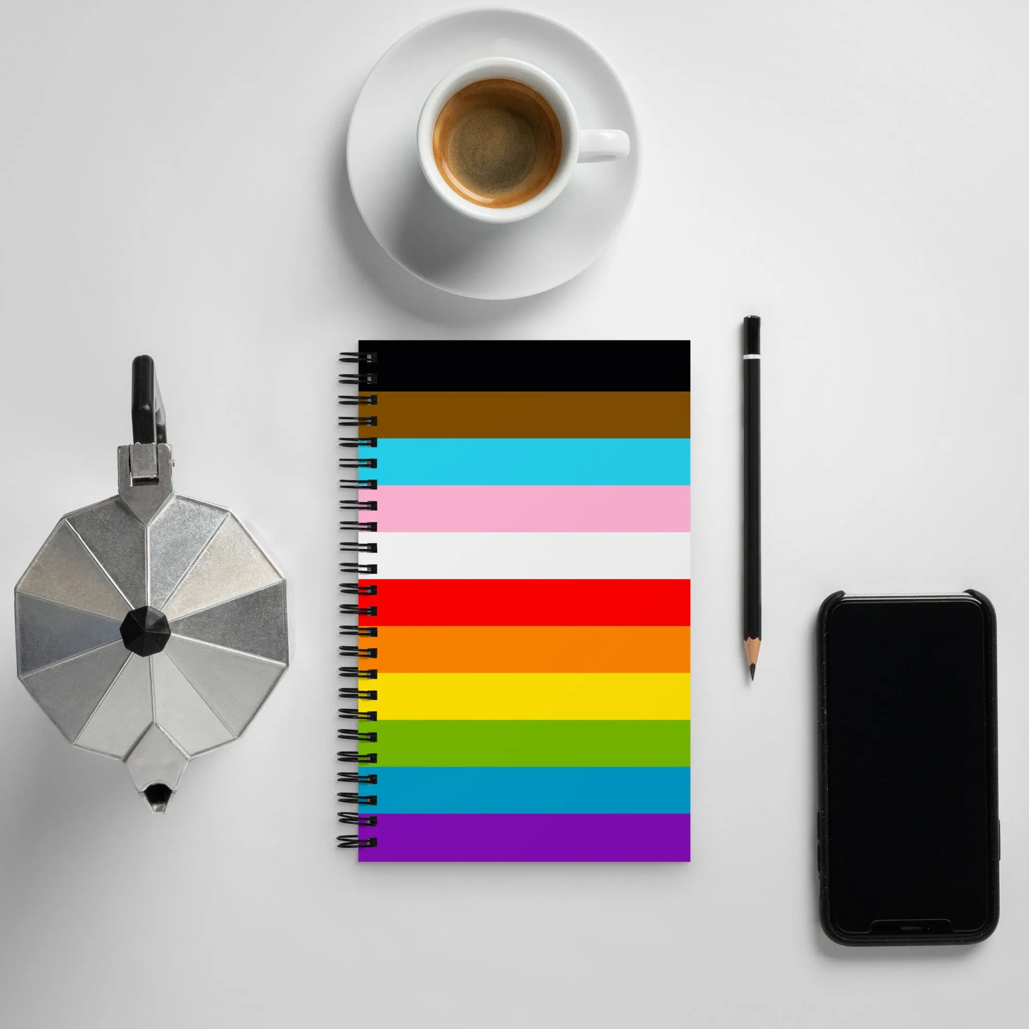Progress Pride Flag Stripes Spiral Notebook