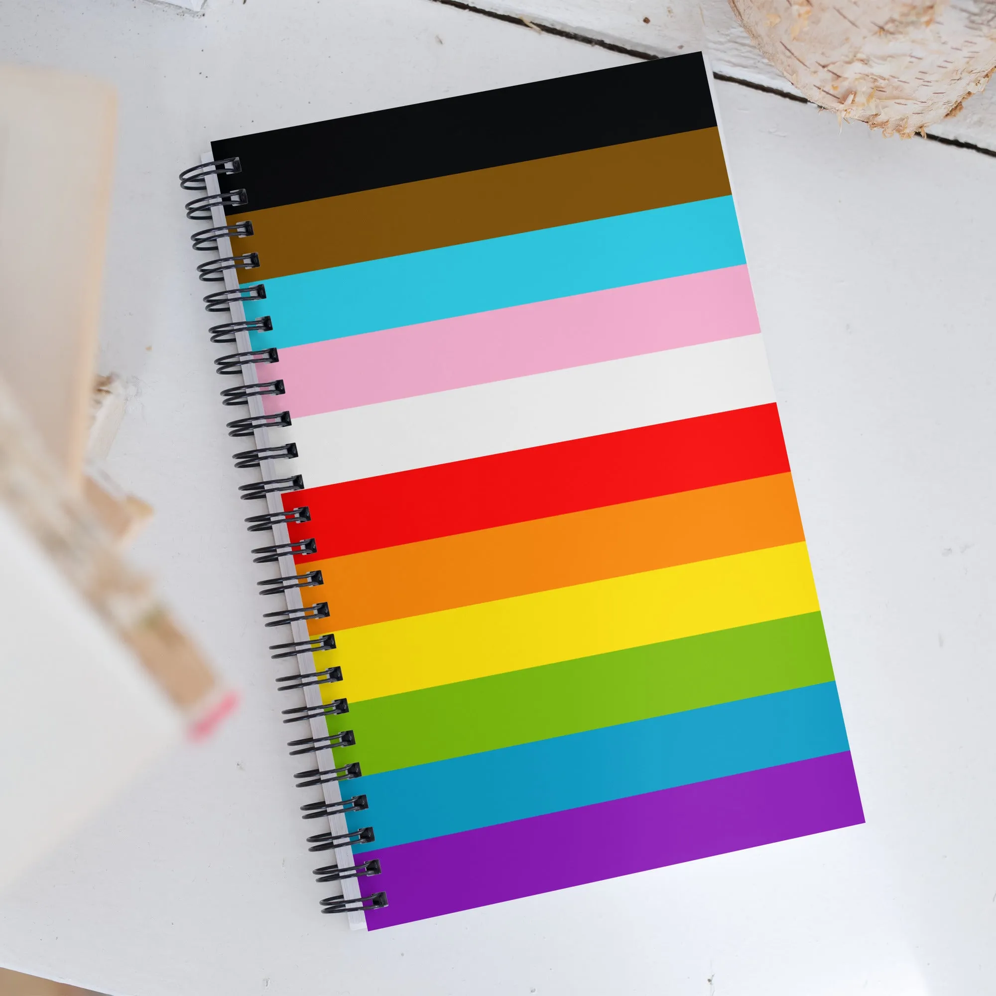 Progress Pride Flag Stripes Spiral Notebook