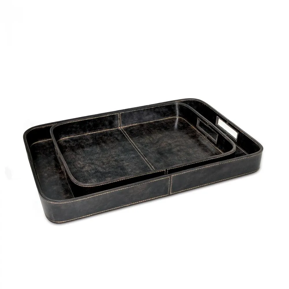 Regina Andrew Derby Rectangle Leather Tray Set