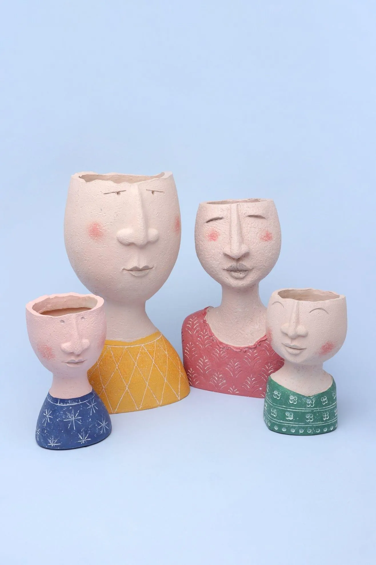 Resin Characteristic Human Family Faces Flower Plant Pot Planter Or Home Decoration Vase
