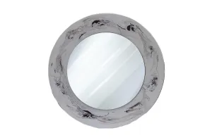 Royal Craft Palace 18 Inch Handcrafted Round Wooden Mirror with a Luxurious Marble Finish