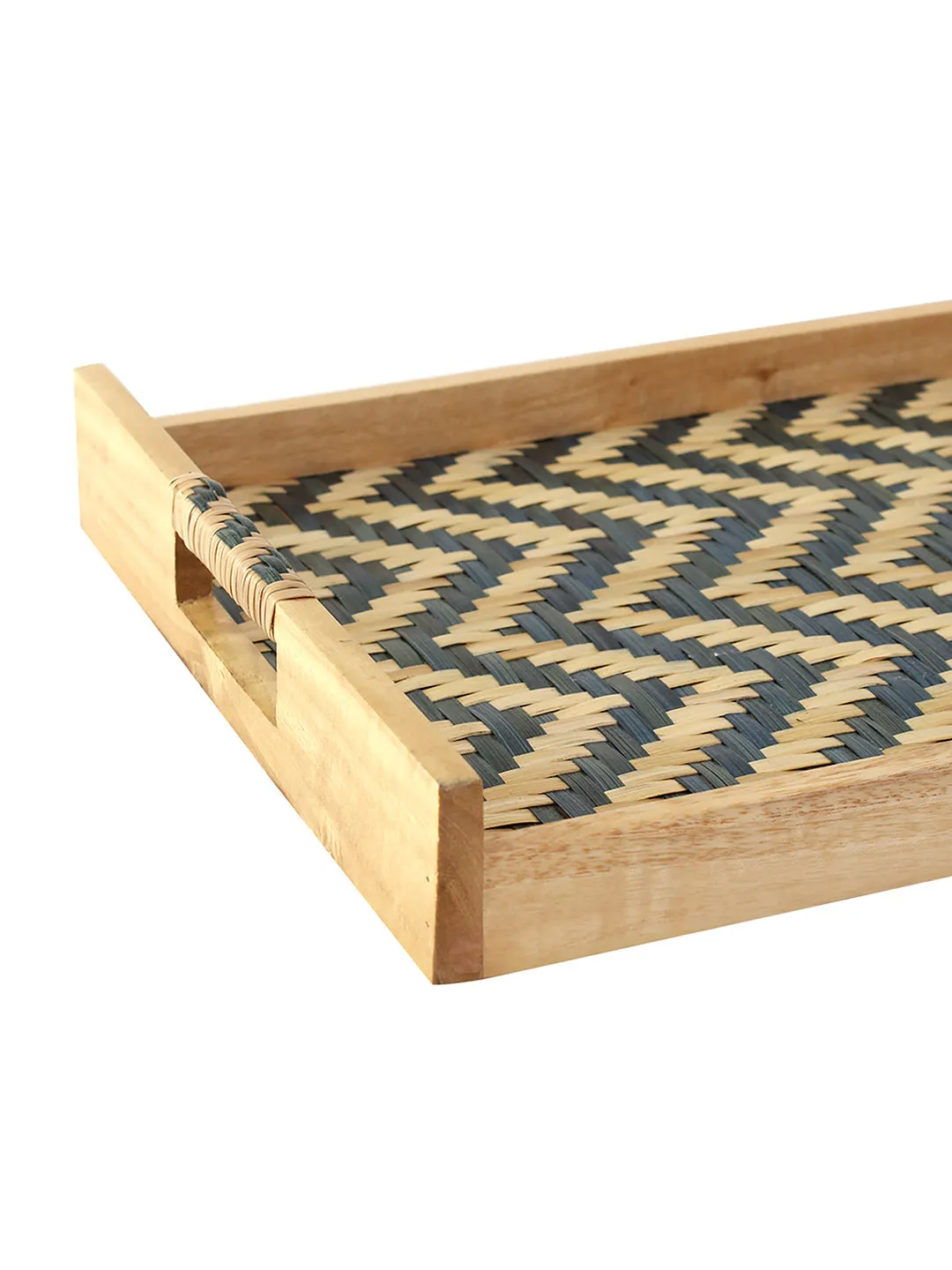 Satapada Cane Tray (Blue/Natural)
