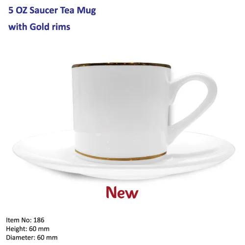 Saucer Tea Mugs with Gold rims
