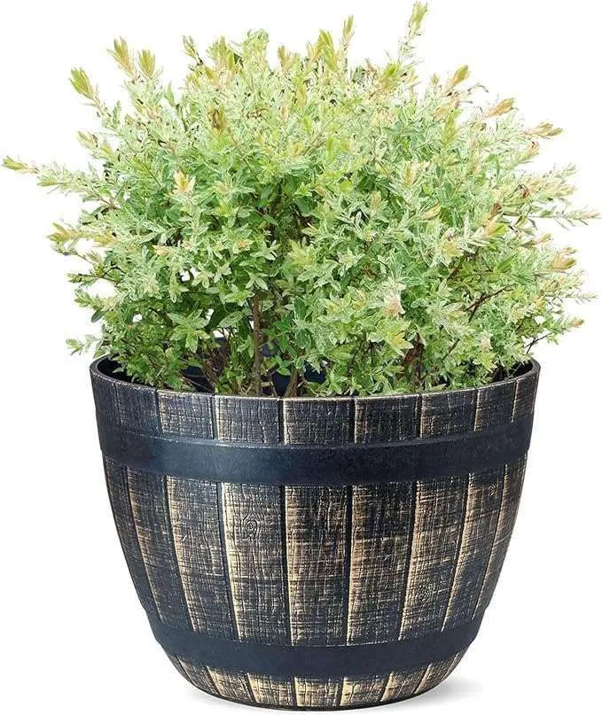 SG Traders Large Round Plastic Barrel Tub Planter