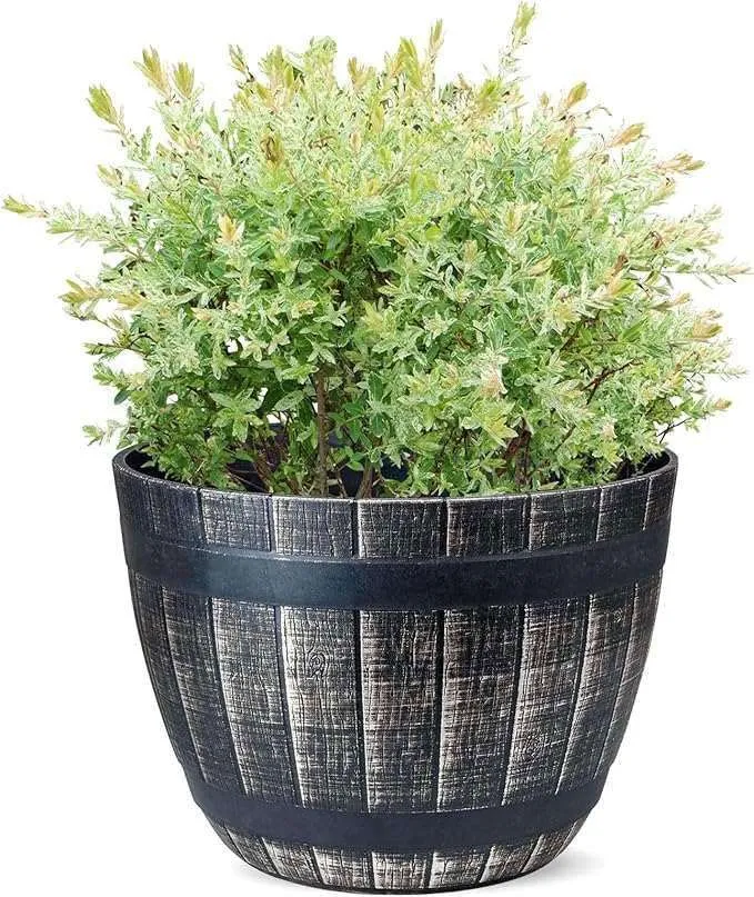 SG Traders Large Round Plastic Barrel Tub Planter