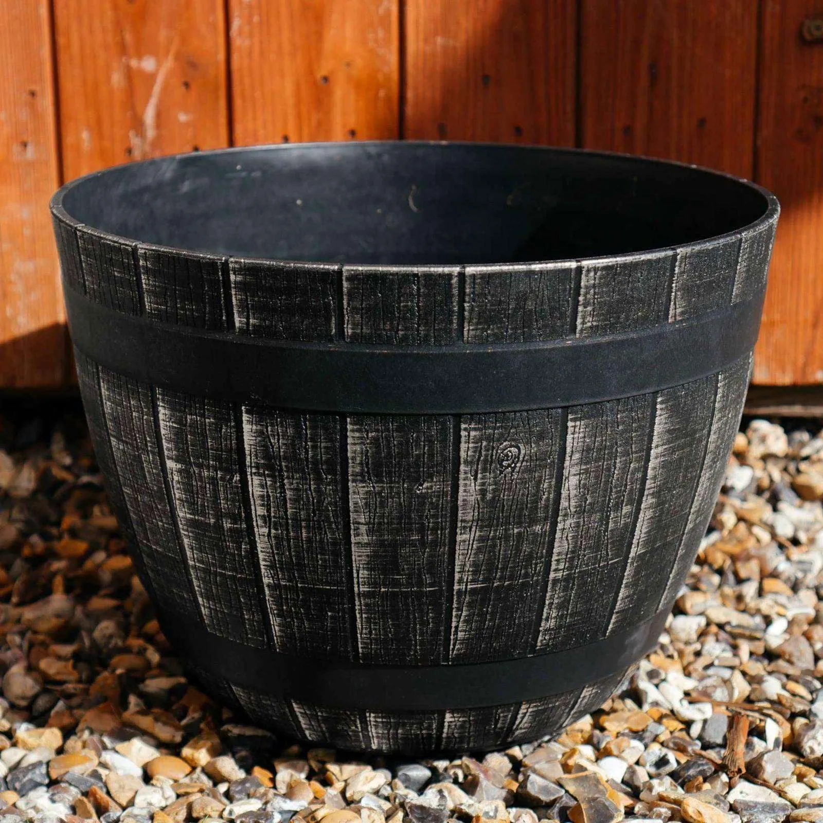 SG Traders Large Round Plastic Barrel Tub Planter