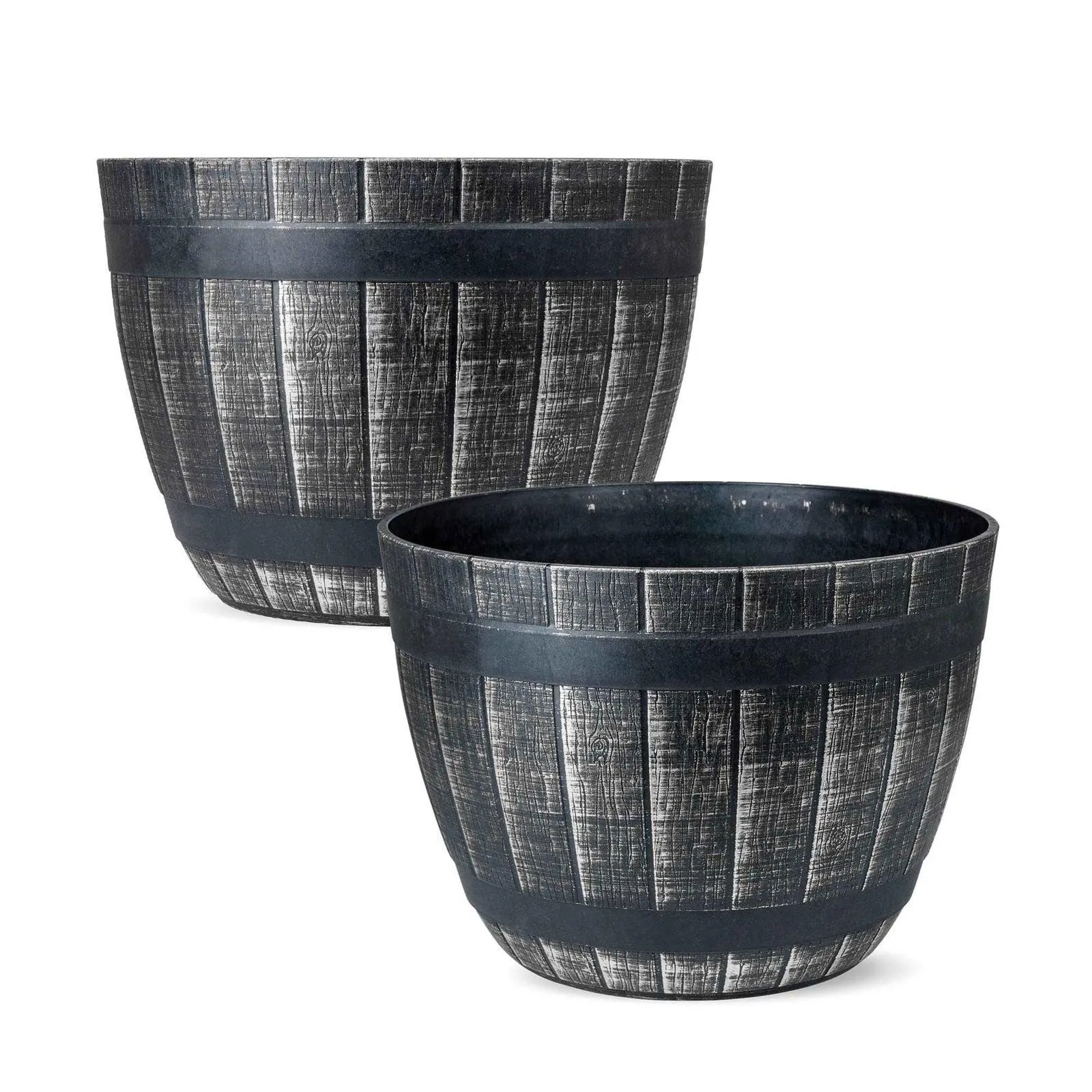 SG Traders Large Round Plastic Barrel Tub Planter