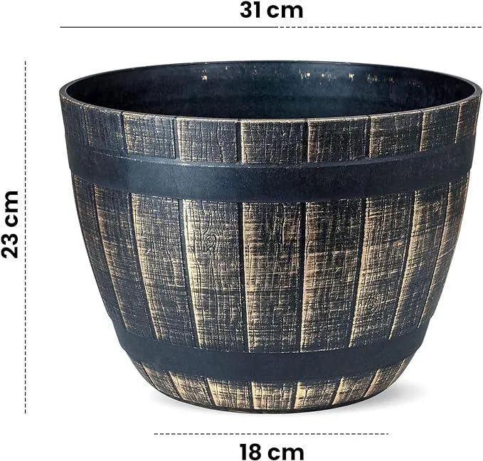 SG Traders Large Round Plastic Barrel Tub Planter
