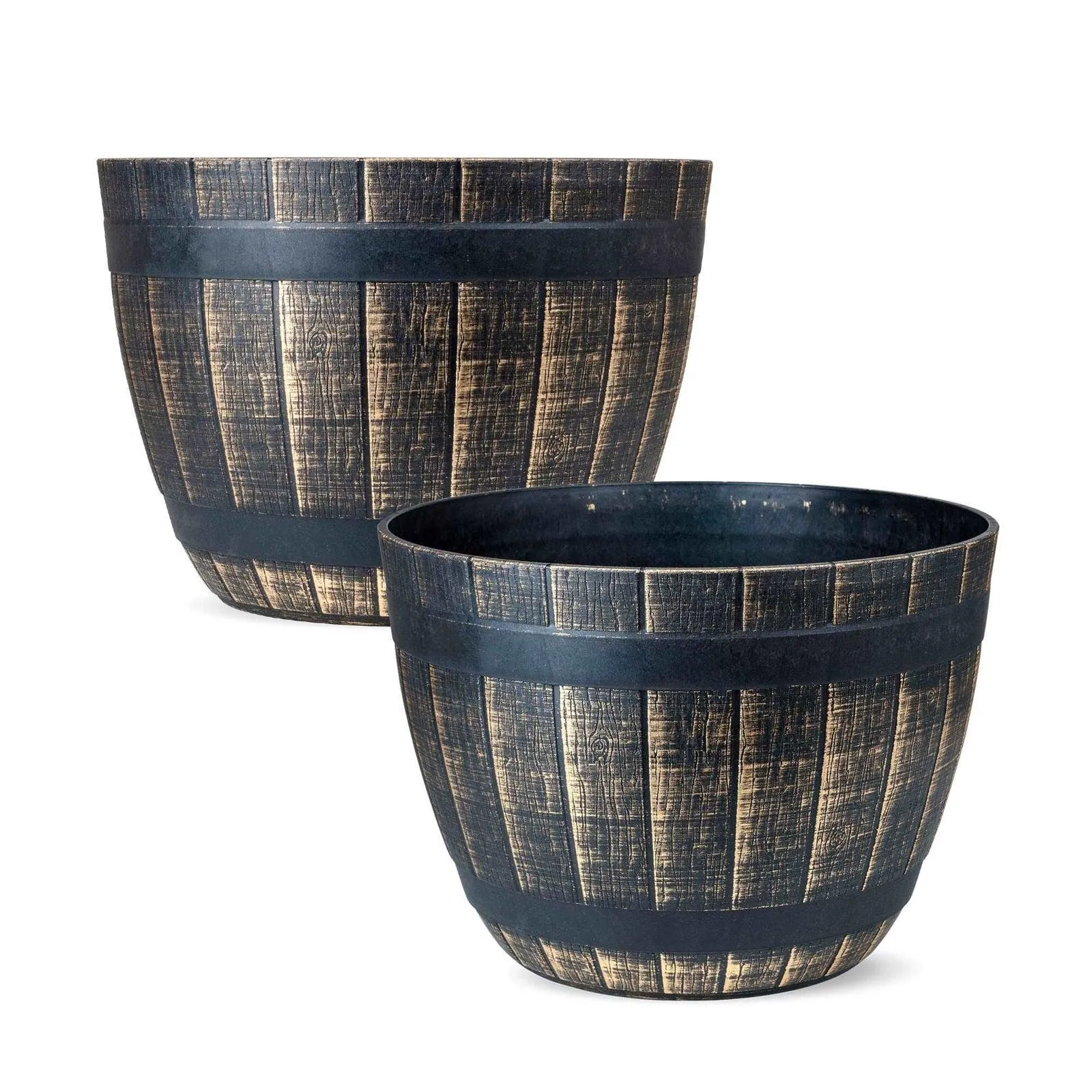 SG Traders Large Round Plastic Barrel Tub Planter