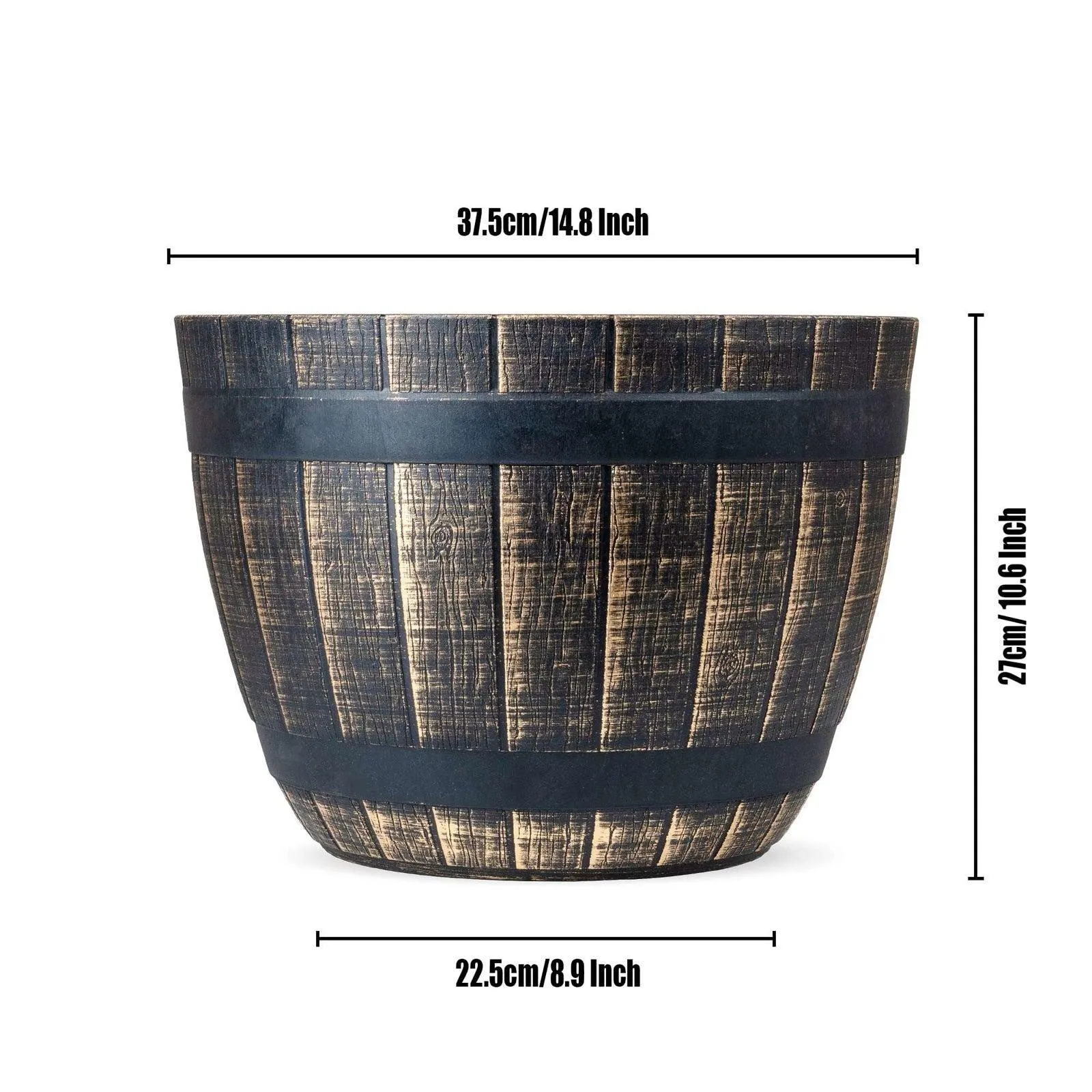SG Traders Large Round Plastic Barrel Tub Planter
