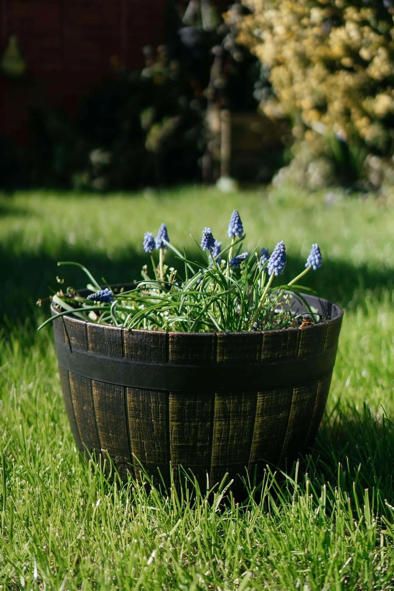 SG Traders Large Round Plastic Barrel Tub Planter