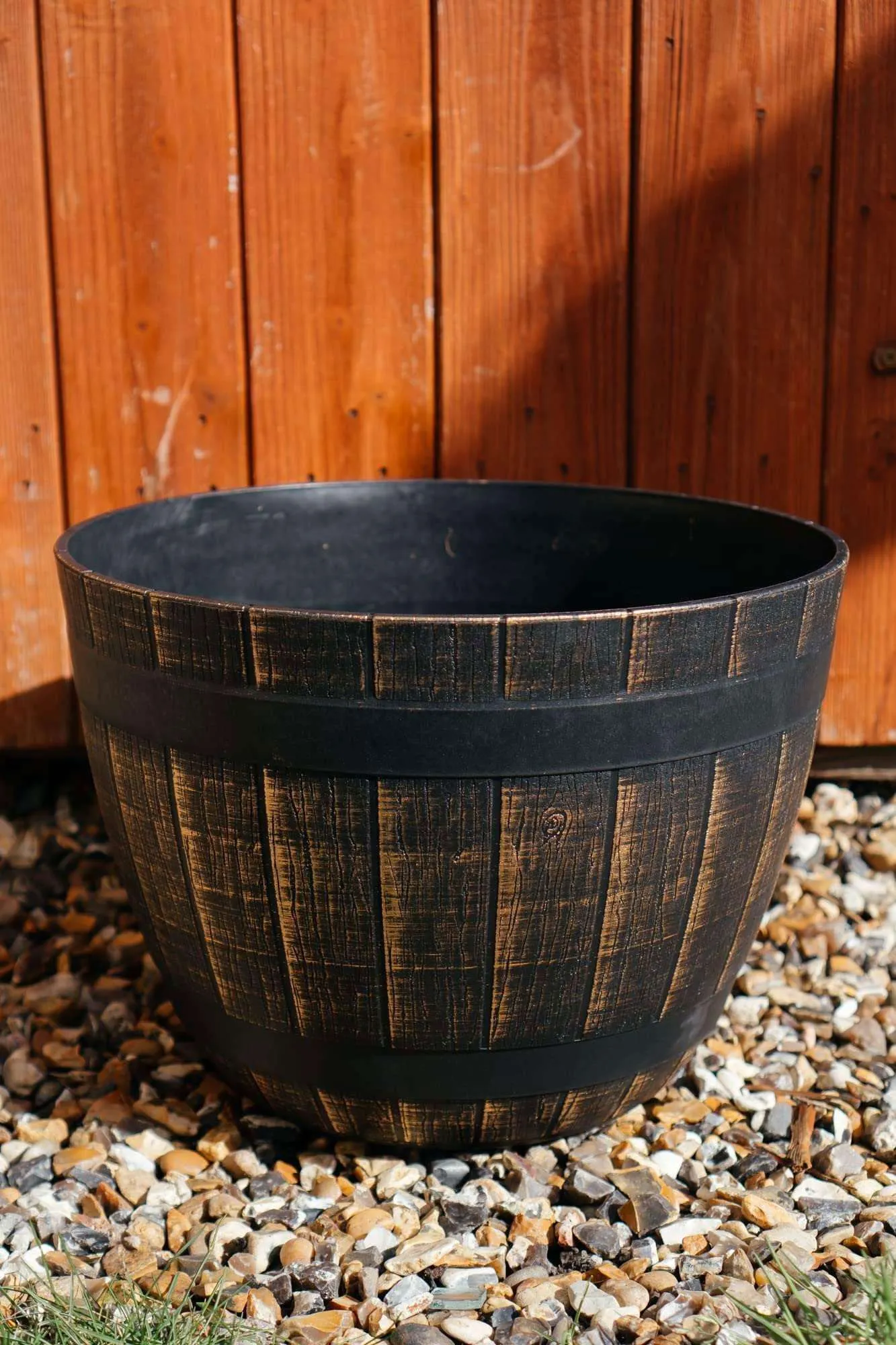SG Traders Large Round Plastic Barrel Tub Planter