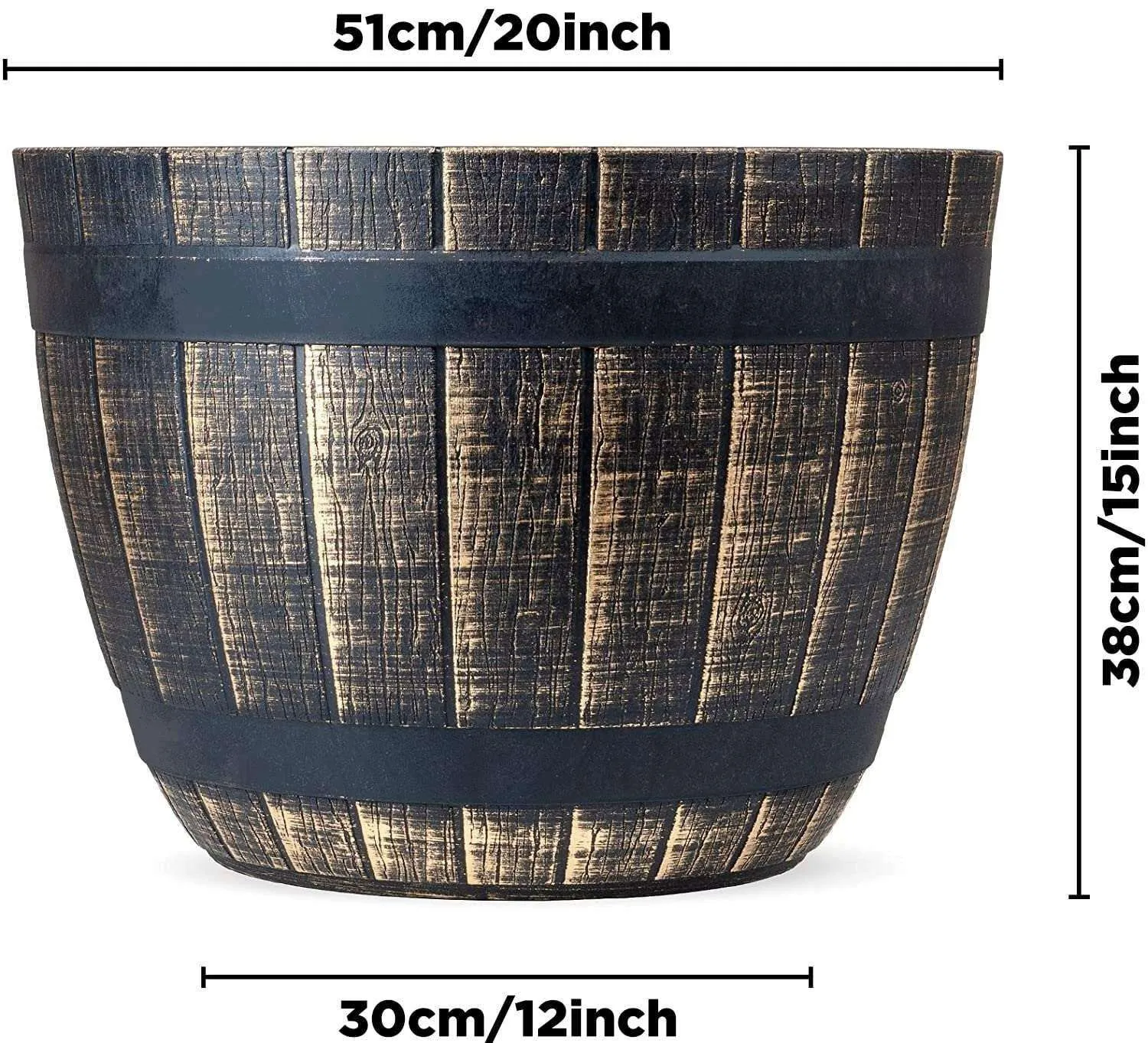 SG Traders Large Round Plastic Barrel Tub Planter