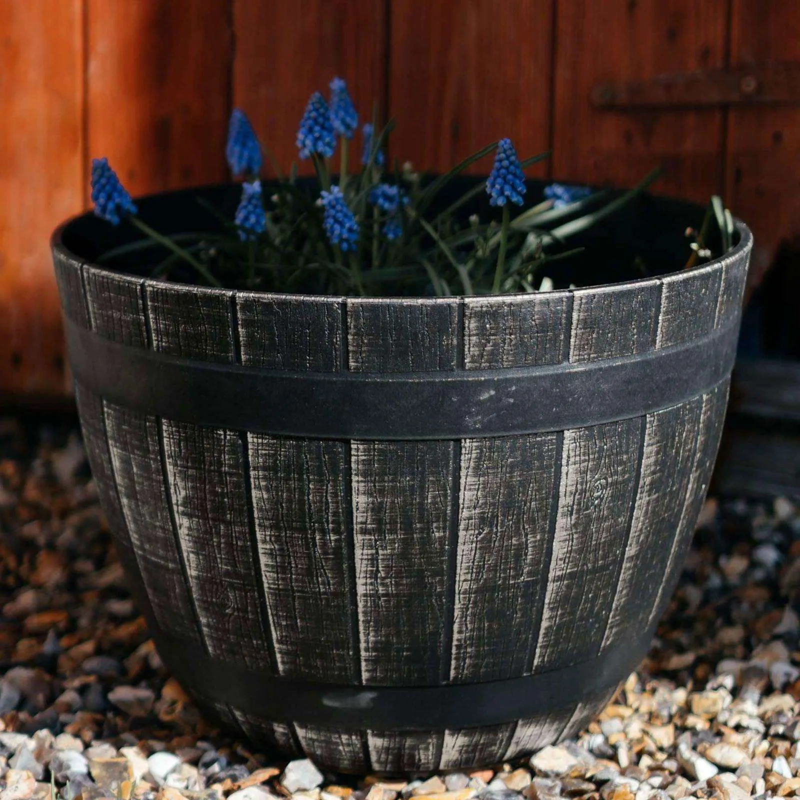 SG Traders Large Round Plastic Barrel Tub Planter