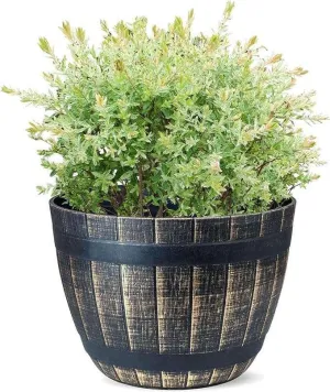 SG Traders Large Round Plastic Barrel Tub Planter