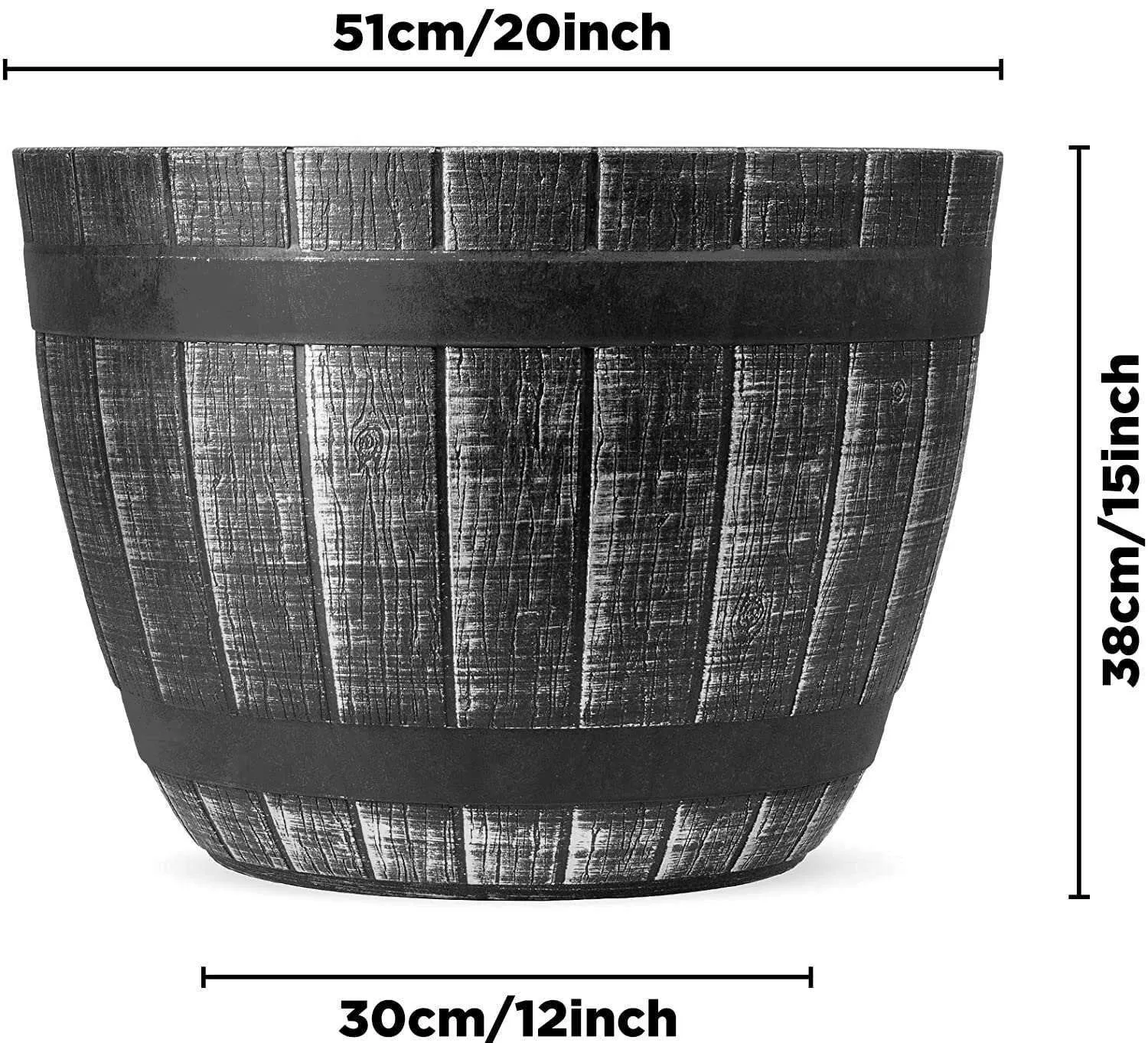 SG Traders Large Round Plastic Barrel Tub Planter