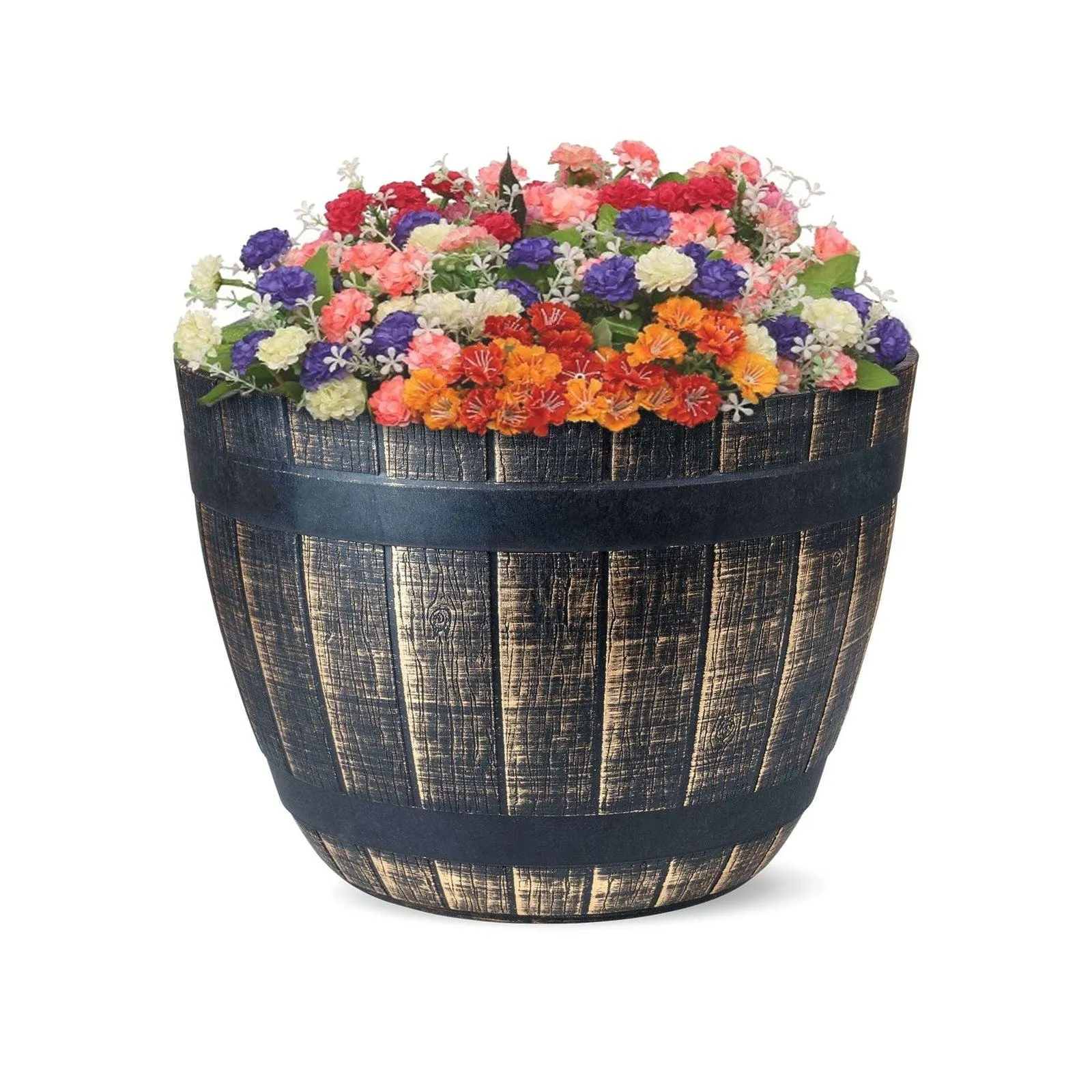 SG Traders Large Round Plastic Barrel Tub Planter