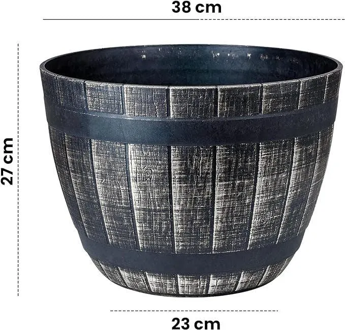 SG Traders Large Round Plastic Barrel Tub Planter