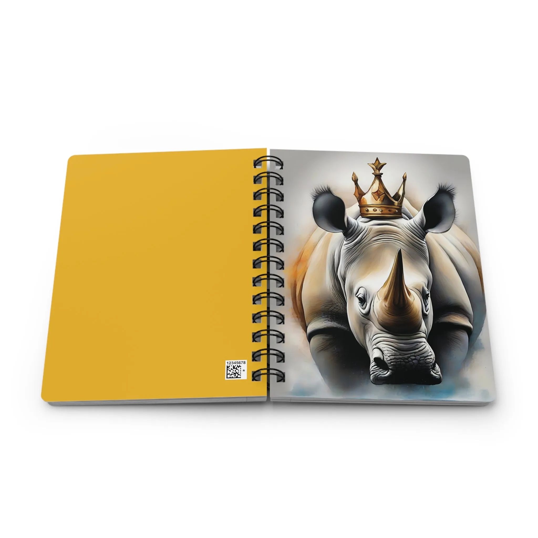 Spiral Bound Journal - White Rhino with Crown 👑 🦏 Chubby Unicorn 💕
