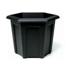 Stewarts 40cm Black Regency Hexagonal Plastic Planter