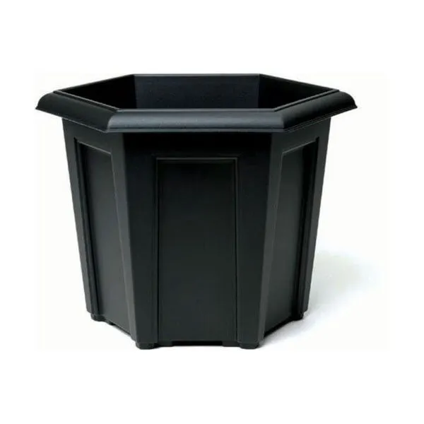 Stewarts 40cm Black Regency Hexagonal Plastic Planter